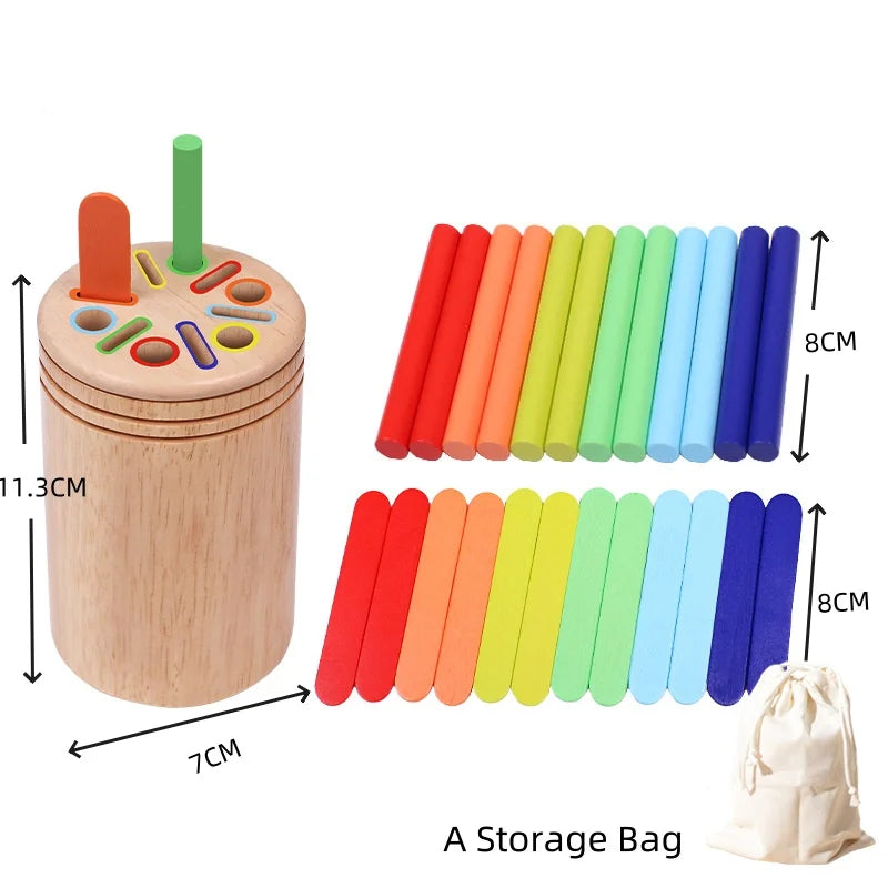 Jouets en Bois Montessori – Set Éducatif Sensoriel pour Motricité Fine et Tri des Couleurs