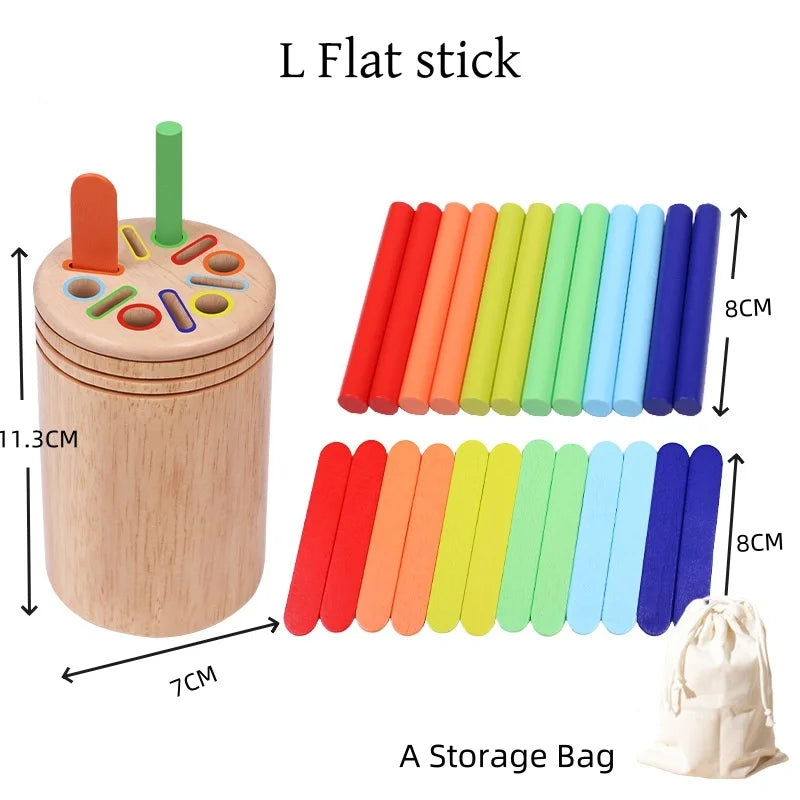 Jouets en Bois Montessori – Set Éducatif Sensoriel pour Motricité Fine et Tri des Couleurs