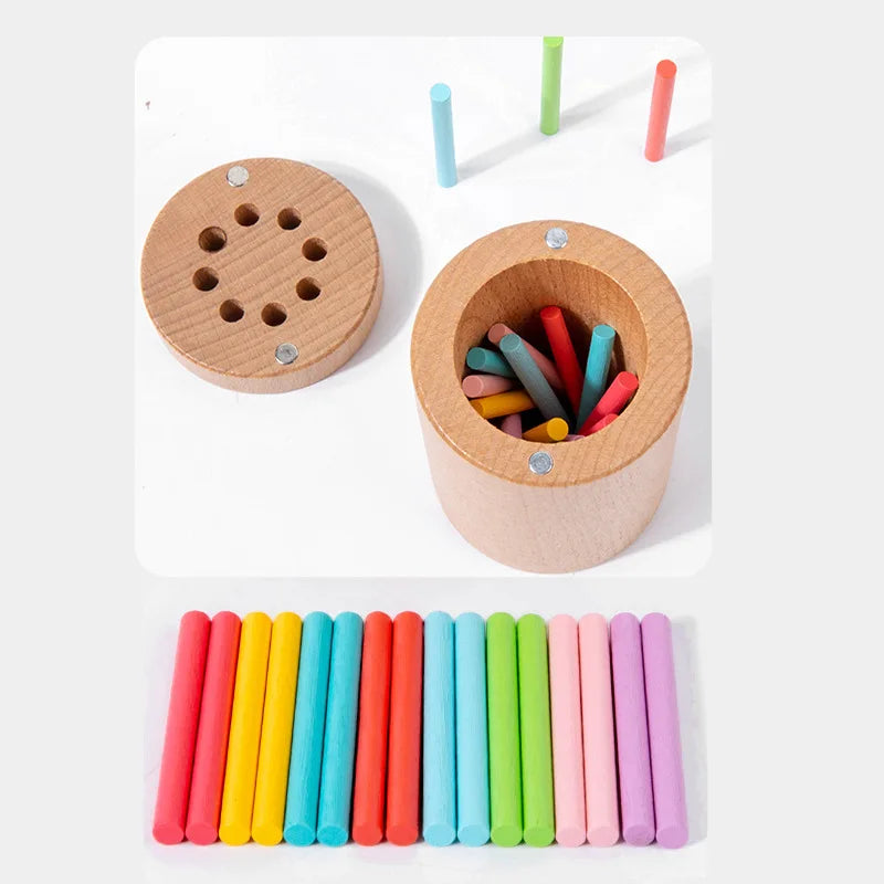 Jouets en Bois Montessori – Set Éducatif Sensoriel pour Motricité Fine et Tri des Couleurs