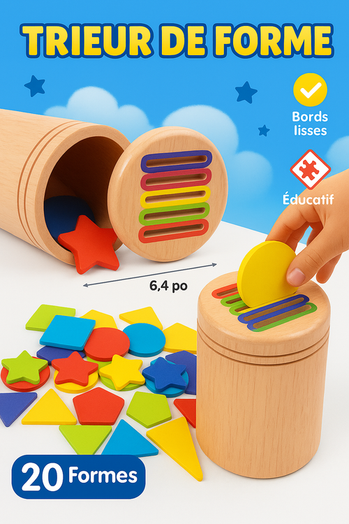 Jouets en Bois Montessori – Set Éducatif Sensoriel pour Motricité Fine et Tri des Couleurs