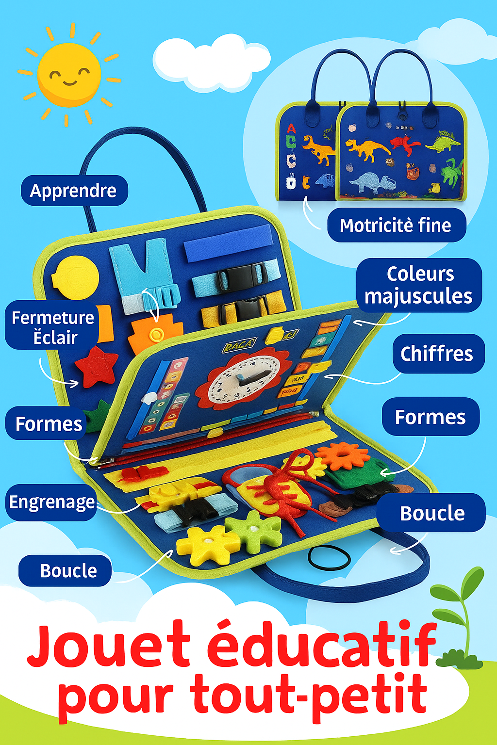 Planche Occupée Montessori – Jouet Sensoriel Éducatif pour Tout-Petits