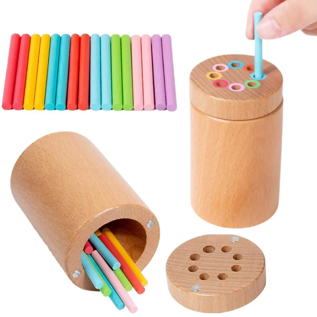 Jouets en Bois Montessori – Set Éducatif Sensoriel pour Motricité Fine et Tri des Couleurs