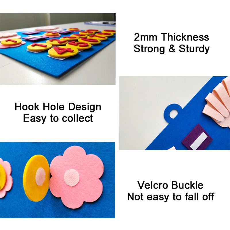 Jouets Montessori Chiffres en Feutre – Apprentissage du Comptage pour Tout-Petits